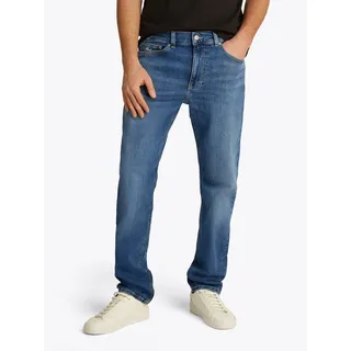 Straight-Jeans TOMMY JEANS "Ryan Regular Slim Straight", Herren, Gr. 33, Länge 30, blau (medium denim), Denim/Jeans, Obermaterial: 99% Baumwolle, 1% Elasthan, straight fit lang, Jeans Straight-Jeans