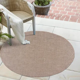 Außen-Teppich Mazovia - Einfarbig, Braun, Rund Teppich für Balkon, Terrasse - Wetterfest - 240 x 240 cm - Bronze