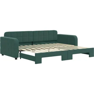 vidaXL Tagesbett Ausziehbar Dunkelgrün 90x200 cm Samt