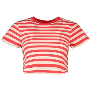 Superdry Vintage Crop Top - Soda Pop Red / Oatmeal Stripe - L