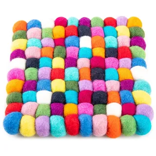 Woolygon Topfuntersetzer aus Filz – Getränkeuntersetzer aus Filz Für Warme Gerichte, Niedliche Tisch- und Autountersetzer, Hitzebeständiges, Langlebiges Filzdesign, Handgefilzt in Nepal – 16cm