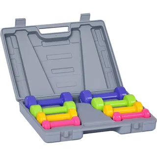 Homcom Hantel-Set Kurzhantel Set Tragbar 4 Hantelpaare 0,5 kg/1 kg/1,5 kg/2 kg grau