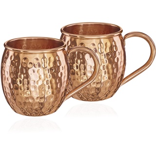 NKlaus 2X Kupferbecher reines Kupfer 100% Ayuverda Kupfertasse Oval Moscow Mule 500ml 11261