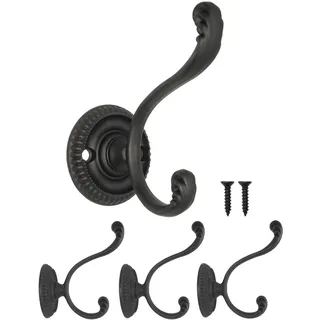 Fuxxer Garderobenhaken Vintage Metall Kleiderhaken Wandhaken 3 Stück Schwarz Set