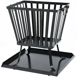TAINO Feuerkorb Eckig mit Funkenschutz Unterlage Garten Outdoor Stahl Schwarz