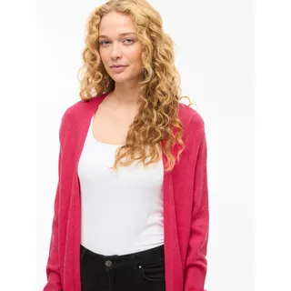 Longstrickjacke VILA "VIRIL LONG L/S KNIT CARDIGAN - NOOS", Damen, Gr. M, pink (jazzy detail:schwarz melange), Feinstrick, Obermaterial: 50% Viskose, 28% Polyester, 22% Nylon, meliert, regular fit lang, tiefer V-Ausschnitt, Strickjacken Longstrickjacke, Viskosemischung, regular fit