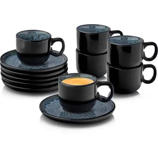sänger Manila Espressotassen Set 12-tlg. blau-schwarz