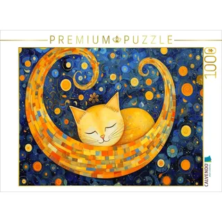 CALVENDO Puzzle Katze im Stil von Gustav Klimt | 1000 Teile Lege-Größe 64 x 48 cm Foto-Puzzle für glückliche Stunden