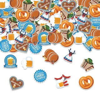 Streudeko Bayrisch Holz Oktoberfest Deko, Bayrische Oktoberfest Party Dekoration, Tischdeko Bayrische Deko, Herz Bierkrug Breze (100 Stück Multicolor)
