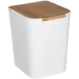Five Mülleimer mit Bambusdeckel 5 l Weiß