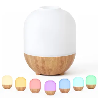 SALUBRITO Aroma Diffuser, 100ml Ultraschall Aromatherapie Diffusor für Ätherische Öle, Weiß Holzmaserung Diffuser für Duftöl, Kleiner Diffuser Luftbefeuchter für Zuhause Büro