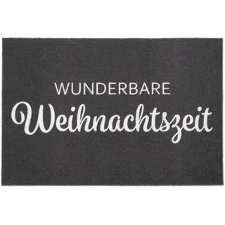 Primaflor Primaflor-Ideen in Textil Fußmatte »VELVET - WEIHNACHTSZEIT, Made in Belgium« rechteckig 5 mm Höhe Schmutzfangmatte, Weihnachten, mit Spruch, waschbar, rutschhemmend, schwarz