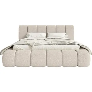FEDVE Polsterbett Goa aus Chenille-Stoff 180x200 cm, Creme - milchig