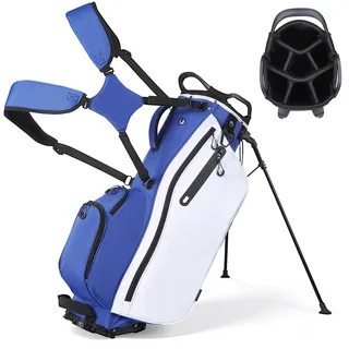 Vevor Golfbag mit 7-Facher Einteilung, Golftasche mit Standfüßen Doppelschultergurt Durchgehenden Trennfächern Regenhaube Stautaschen, Caddybag aus Polyester für Herren Damen Golf Cartbag