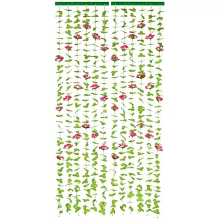 Maximex Blättervorhang Rosen, Türvorhang ohne Bohren, Insektenschutz aus Polyester, 90 x 190 cm, Grün/Rot