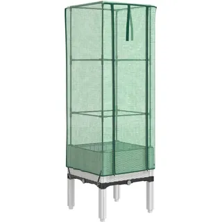 vidaXL Hochbeet mit Gewächshaus-Aufsatz Rattan-Optik 40x40x140 cm - Weiß