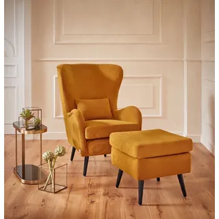 Home Affaire Ohrensessel Sallito Polyester 76 x 109 x 85 cm Gelb mit Hocker