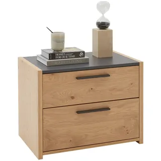 hülsta Nachtkästchen , Eichefarben, Anthrazit , Holzwerkstoff, Holz , Balkeneiche , furniert , 2 Schublade(n) Schubladen , 65.2x48.6x46 cm , Holzmöbel, Holzbetten, Nachtkästchen Holz