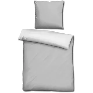 CloudComfort Basic Wendebettwäsche hellgrau/weiß 155 x 220 + 80 x 80 cm