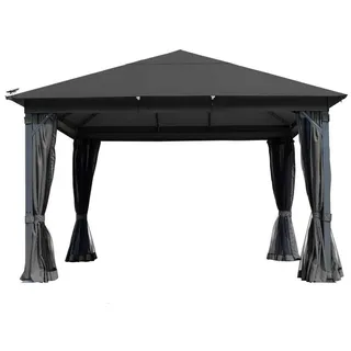 Brast Pavillon Aluminium Infinity 3 x 4 m inkl. Moskitonetz Grau