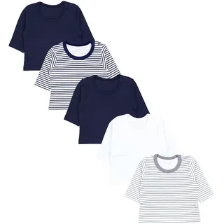 Langarmshirt TUPTAM "Shirt Baby Jungen Langarmshirt 5er Pack", Mädchen, Gr. 92, blau (blau grau streifen uni mix), Obermaterial: 100% Baumwolle CO., Shirts Langarmshirt