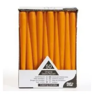 Papstar Leuchterkerzen orange, Größe: 2,2 x 25 cm, 1 Karton = 2 Packungen à 50 Stück