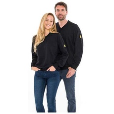 Safeguard SWS-THSS-BKM-V-NECK ESD-Sweatshirt, V-Ausschnitt, 280g/m2, M, Schwarz