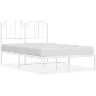 vidaXL Bettgestell mit Kopfteil Metall Weiß 120x200 cm - Weiß