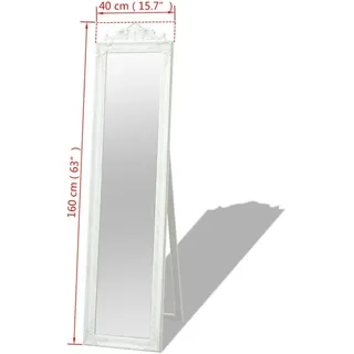 vidaXL Standspiegel im Barock-Stil 160x40 cm Weiß