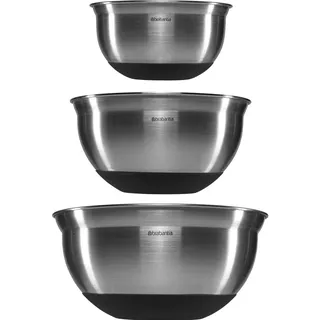 Brabantia Rührschüssel Stahl matt schwarz, 3-er Set 1+1.6+3L