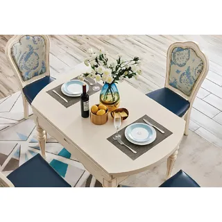 Runder Barock Esstisch Tisch Klassische Esstische Möbel Tische Holz Möbel Neu - Beige
