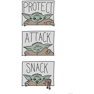 KOMAR Mandalorian The Child Protect Attack Snack - Größe: 50 x 70 cm, Wandbild, Poster, Kunstdruck (ohne Rahmen), Star Wars