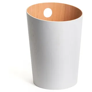 Kazai.® Design-Papierkorb 'Bennet' | Einzigartiges Design für Büro, Schlafzimmer, Kinderzimmer u.m. | Mülleimer aus Echtholz-Veneer | Weiß