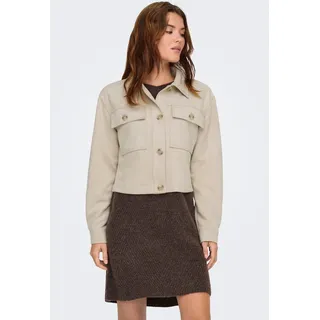 Kurzjacke ONLY "ONLBELICIA LIFE FAUX SUEDE JACKET OTW", Damen, Gr. L, pumice stone, Web, Obermaterial: 95% Polyester, 5% Elasthan, unifarben, normal, Jacken Kurzjacke, aus weichem Wildlederimitat