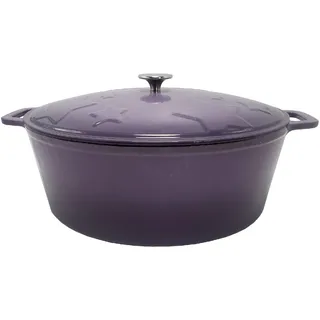 Grillfürst Dutch Oven Sternentöpfchen 12 Liter - lilafarbener Gusseisen Bräter mit Henkeln und pflegeleichter Emaillierung, ovaler Schmortopf für Grill und Herd