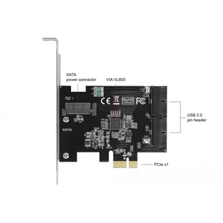 DeLock PCI-Express-Karte 2x USB 3.0 intern (Pfostenstecker), Kontrollerkarte