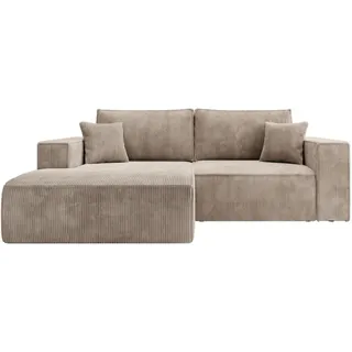 Selsey Ecksofa Farese Mini mit Cordbezug Beige, links , Textil , Ottomane links, L-Form,L-Form , 240x167 cm , Wohnzimmer, Sofas & Couches, Wohnlandschaften, Ecksofas