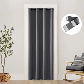 Thermoisolierte Türvorhänge für Türteiler, Sichtschutz, Verdunkelung, Winter, Zugluft, lichtblockierend, schalldichter Vorhang für Schlafzimmer, Schrank/Schiebeglas, Terrasse/Flur, 203,4 cm Länge,