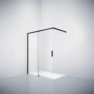 HÜPPE Vita pure rahmenlos Viereck Gleittür 1-teilig mit festem Segment, Breite: 120cm, Höhe:200cm, Befestigung links & rechts, VA0105123321, Duschkabine: Profilfarbe Black Edition Glas ESG klar