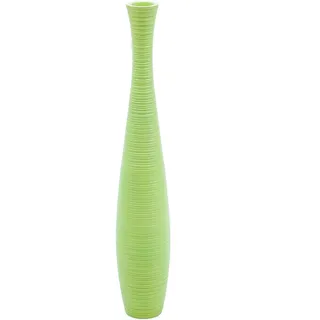 Leewadee Große Deko Bodenvase Für Dekozweige, Hohe Standvase Für Pampasgras, Design Holzvase, 65 cm, Grün
