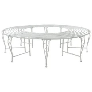vidaXL Baumbank 8-Sitzanzahl Ø 160 x 44 cm Stahl Antik Weiß Rund - Weiß