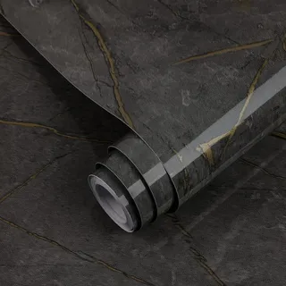 Marmor Selbstklebende Tapete Rolle Dunkelgrau - 40x300cm - Wasserdicht & Peel und Stick - Küchen & Badezimmer Dekoration - Dunkelgrau, Gold