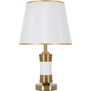 Tischlampe Sinopia, Schreibtischleuchte, Büroleuchte, Arbeitslampe, Weiß und Gold, 31x31 h52 cm - Weiß
