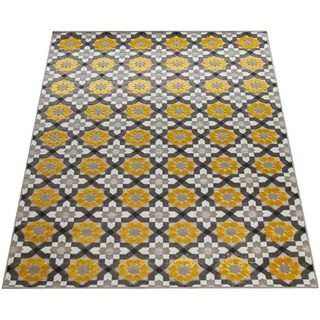 Paco Home Teppich »Charleroi 492«, rechteckig, 3 mm Höhe, 3D-Design, Motiv Blüten, In- und Outdoor geeignet gelb Beige, Grösse:120x170 cm