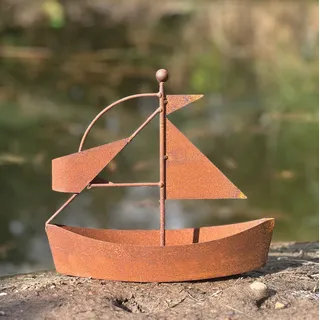 Edelrost Schiff zum Bepflanzen 28x25cm Rost Segelschiff Boot Blumentopf Windlicht Edelrost Gartendeko
