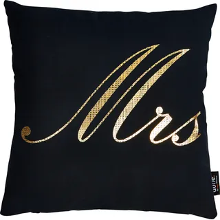 done.® Dekokissen »Stone Mrs« mit Schriftzug Mrs, Kissenhüle mit Füllung, 1 Stück, goldfarben