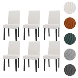 6er-Set Esszimmerstuhl Littau, Stuhl Küchenstuhl Hochlehner, Stoff/Textil Cord Holz ~ creme, dunkle