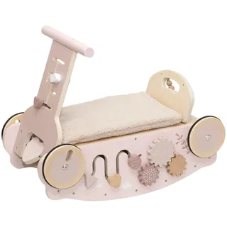 Label Label Rosa Holz 3-in-1 Lauflernwagen / Rutschauto - Rosa