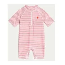 M&S Collection Maillot de bain avec fermeture à glissière et rayures (jusqu'au 3ans) - Pink Mix, Pink Mix - 12-18