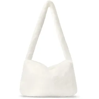 Flauschige Y2K-Umhängetasche für Damen, große süße Plüschtasche, Kunstpelz, für Herbst und Winter., Weiss/opulenter Garten